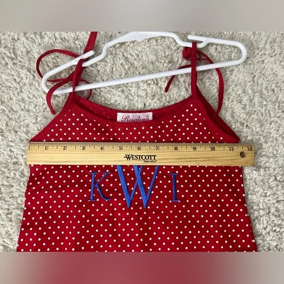 Girls 4T Red Polka Dot Dress with Embroidered Initials - Picture 5 of 6